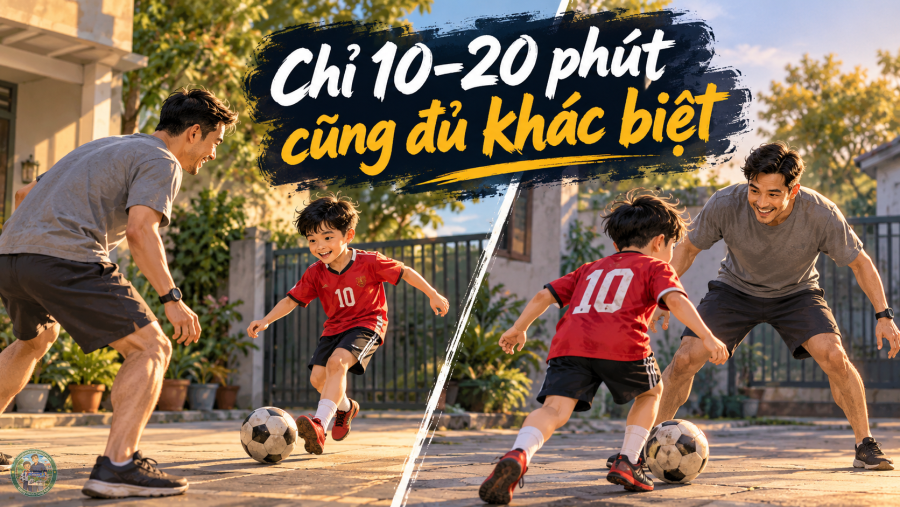Bố mẹ tập bóng đá cùng con tại nhà như thế nào