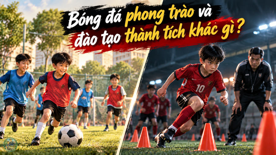 Bóng đá phong trào và đào tạo thành tích khác nhau thế nào?